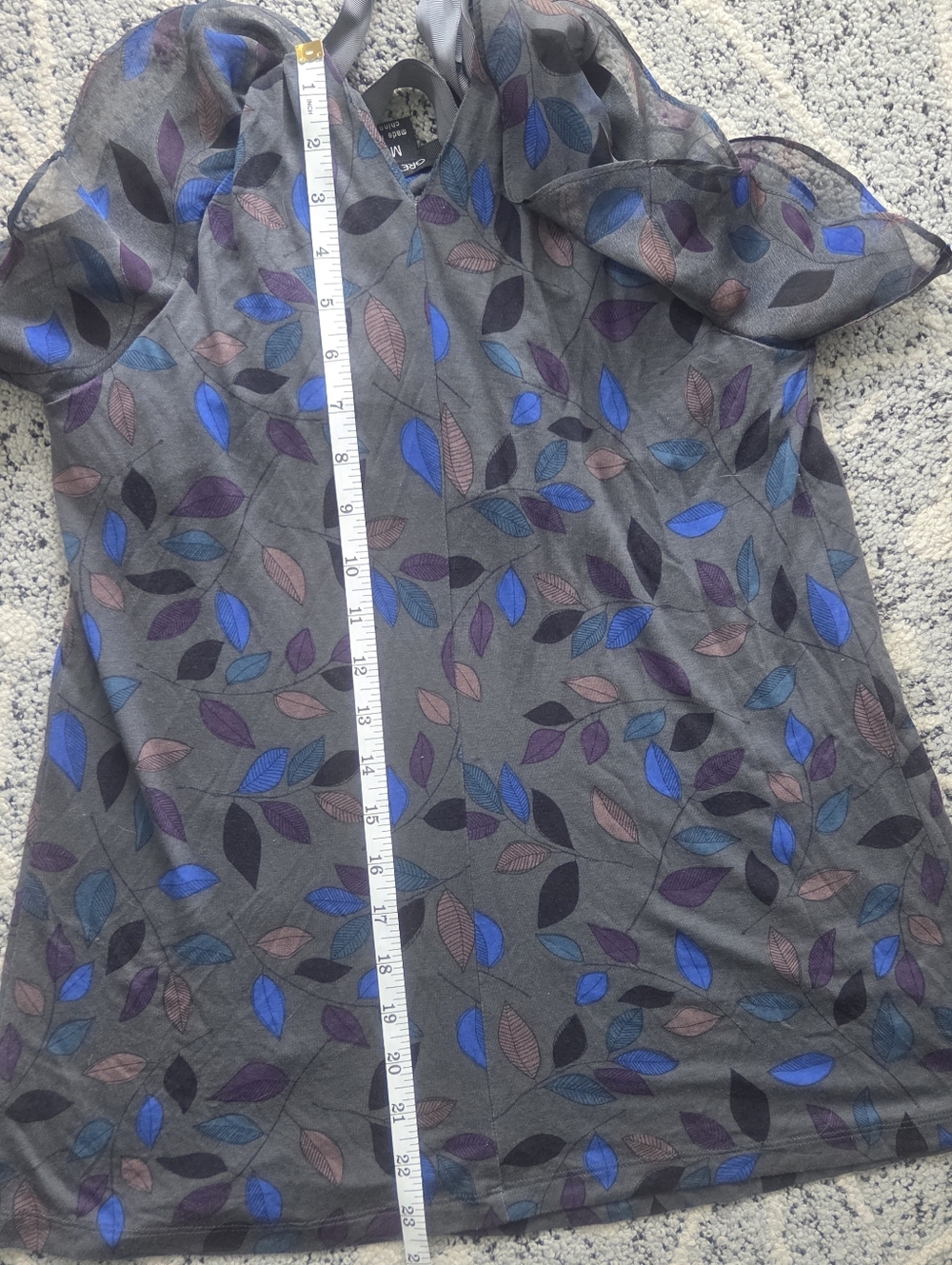 Anthropologie Greylin leaf print tank with ruffle neckline Boho - Picture 13 of 14